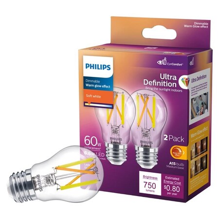 Light Bulb, E26 Medium Lamp Base, Dimmable, Warm Glow, 2200 To 2700 K Color Temp